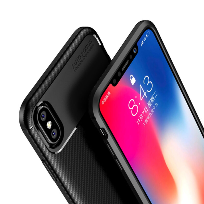 Husa iPhone XS Max Mobster Carbon Skin Albastru