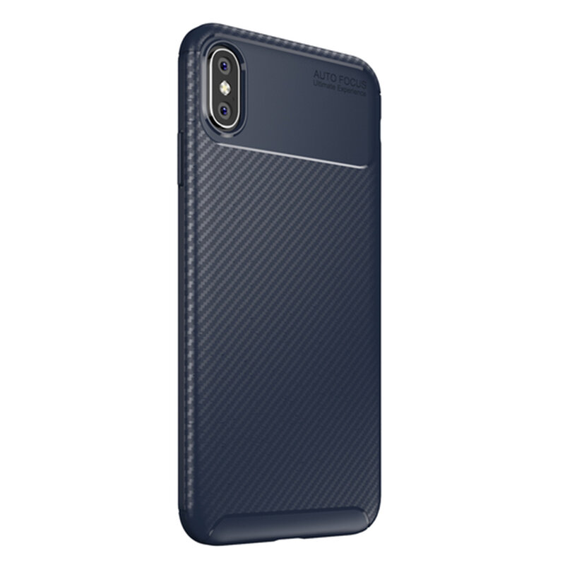 Husa iPhone XS Max Mobster Carbon Skin Albastru
