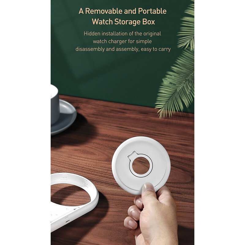 Incarcator Wireless Baseus Planet 2in1 Pentru Telefoane/Apple Watch/Dispozitive Cu Qi 10W 2A - WXPL-B02 - Alb