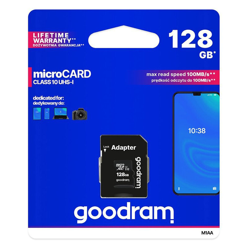 Card De Memorie Goodram Microcard 128 GB Micro SDXC UHS-I 100 MB/s Clasa 10 + Adaptor SD - Negru