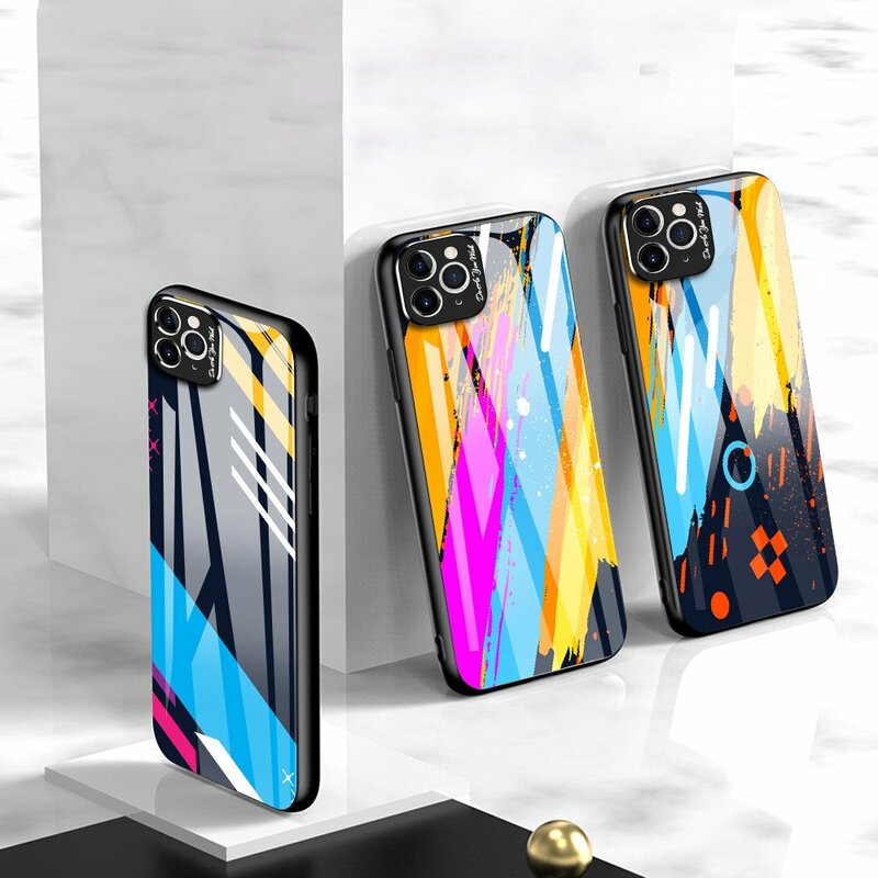 Husa iPhone 11 Pro Max Multicolora Din Sticla Securizata - Model 5