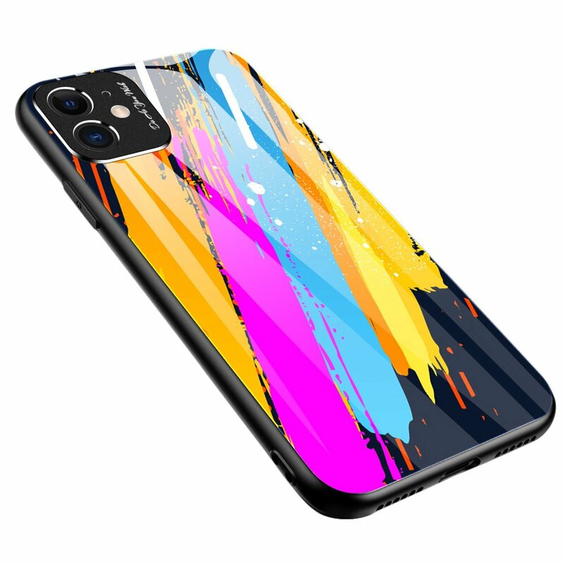 Husa iPhone 11 Multicolora Din Sticla Securizata - Model 3