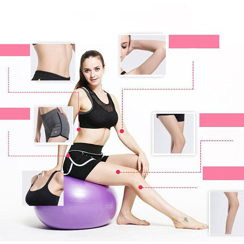 Minge gimnastica pentru recuperare fizica, fitness, yoga, pompa manuala, mov