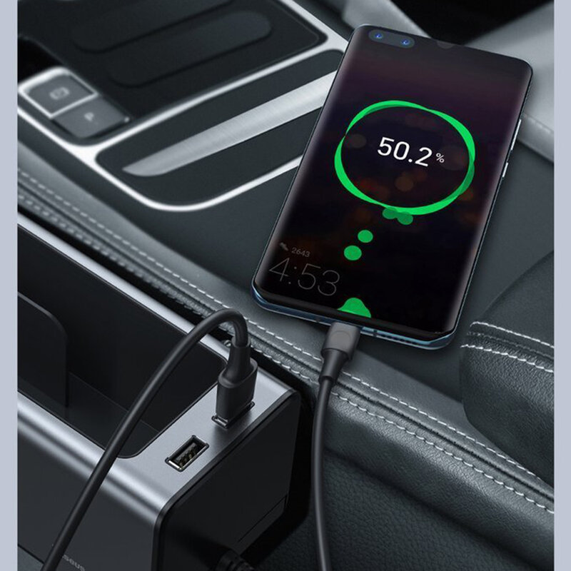 Organizator Auto Baseus Tip Cutie Pentru Cotiera 2x USB Cu Suport Retractabil Pentru Pahar - CRCWH-A0S - Argintiu