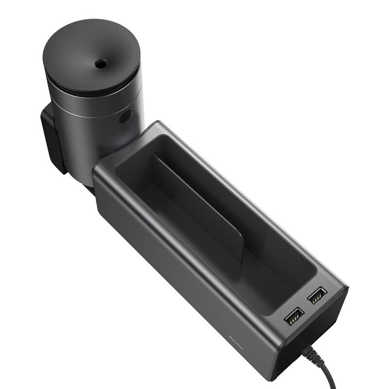 Organizator Auto Baseus Tip Cutie Pentru Cotiera 2x USB Cu Suport Retractabil Pentru Pahar - CRCWH-A01 - Negru