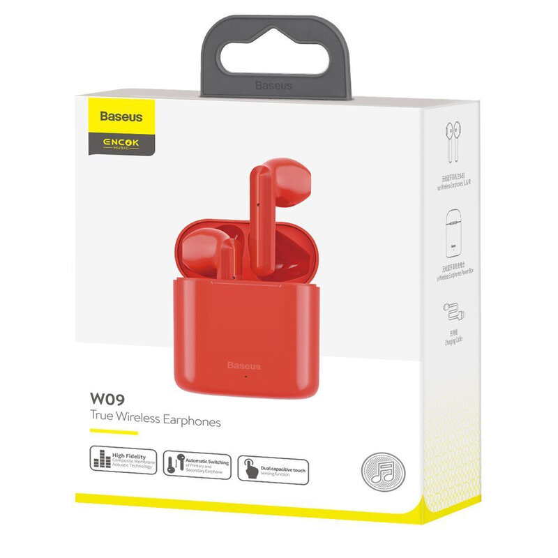 Casti In-Ear Baseus Encok TWS W09 Mini True Wireless Earphone Bluetooth 5.0 Power Bank - NGW09-09 - Rosu