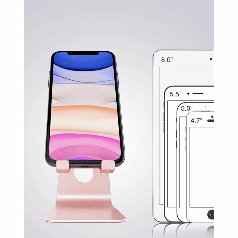 Suport Birou Tech-Protect Z4A Universal Stand Holder Pentru Telefon Din Aluminiu Pliabil Si Reglabil - Roz/Auriu