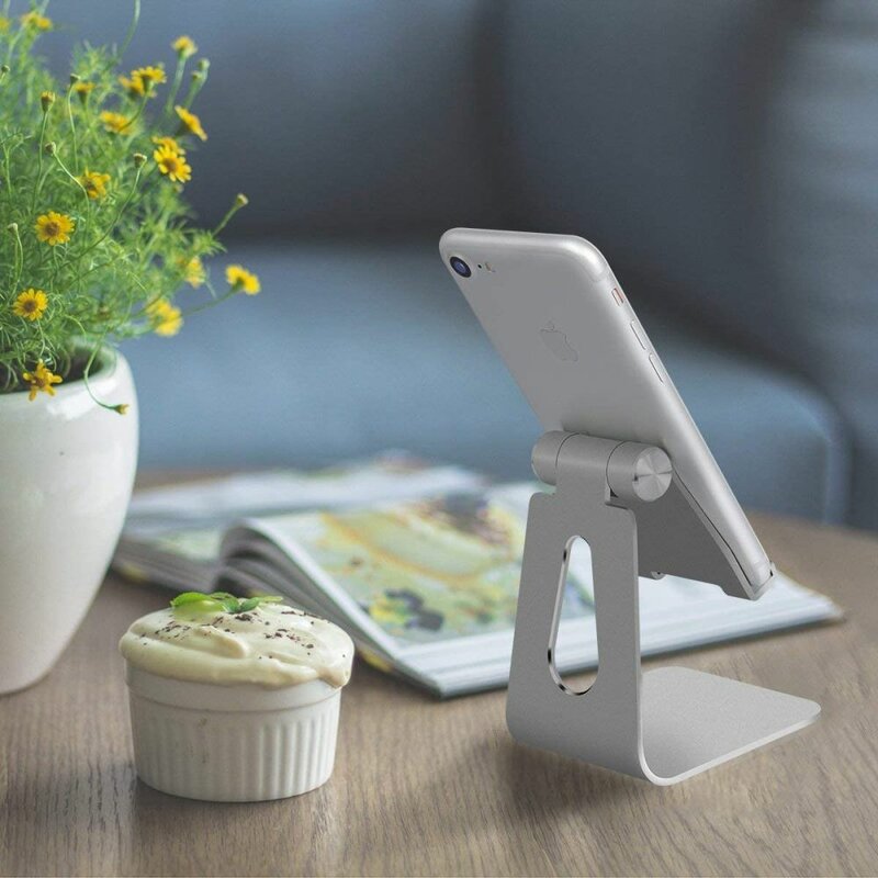 Suport Birou Tech-Protect Z4A Universal Stand Holder Pentru Telefon Din Aluminiu Pliabil Si Reglabil - Argintiu