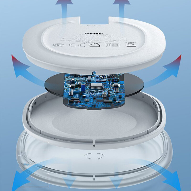 Incarcator Wireless Baseus Jelly Qi Orizontal 15W + Cablu De Incarcare USB/Type-C 1m - WXGD-0Y - Galben