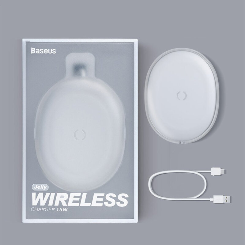 Incarcator Wireless Baseus Jelly Qi Orizontal 15W + Cablu De Incarcare USB/Type-C 1m - WXGD-0Y - Galben