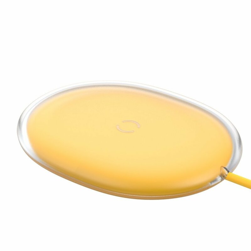 Incarcator Wireless Baseus Jelly Qi Orizontal 15W + Cablu De Incarcare USB/Type-C 1m - WXGD-0Y - Galben