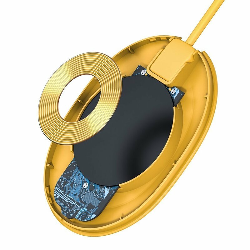 Incarcator Wireless Baseus Jelly Qi Orizontal 15W + Cablu De Incarcare USB/Type-C 1m - WXGD-0Y - Galben