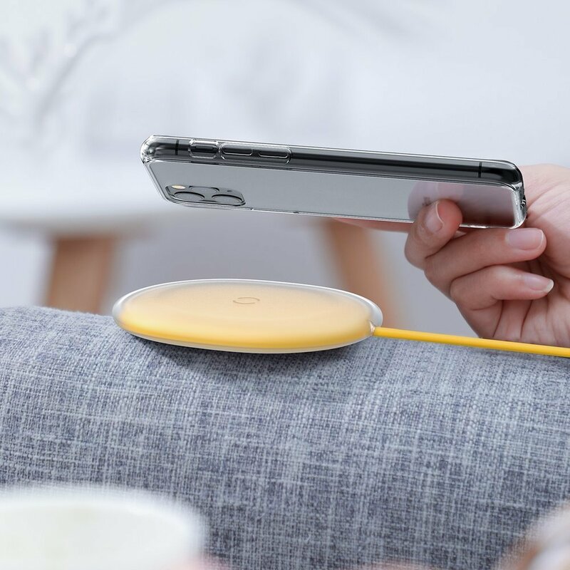 Incarcator Wireless Baseus Jelly Qi Orizontal 15W + Cablu De Incarcare USB/Type-C 1m - WXGD-0Y - Galben