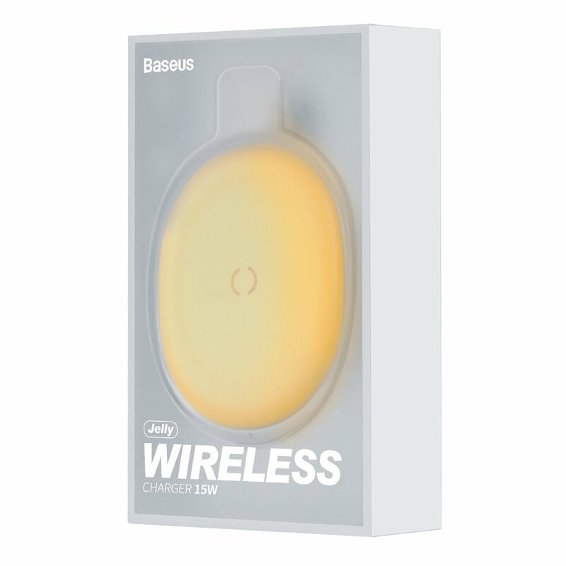 Incarcator Wireless Baseus Jelly Qi Orizontal 15W + Cablu De Incarcare USB/Type-C 1m - WXGD-0Y - Galben