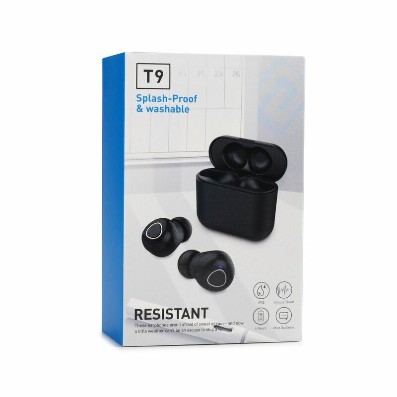 Casti In-Ear Wireless Stereo Bluetooth TWS T9 with Power Bank - Black