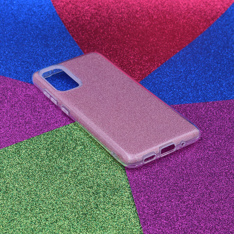 Husa Samsung Galaxy S20 5G Color TPU Sclipici - Roz
