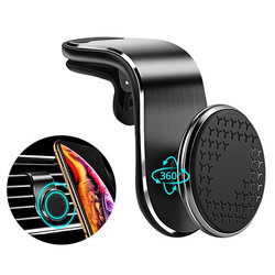 Suport Auto Rotary & Magnetic Pentru Telefon Cu Rotatie De 360° Si Montaj In Grila De Ventilatie - Argintiu