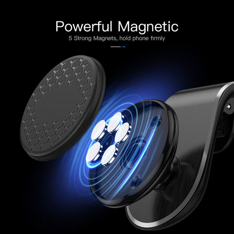 Suport Auto Rotary & Magnetic Pentru Telefon Cu Rotatie De 360° Si Montaj In Grila De Ventilatie - Argintiu