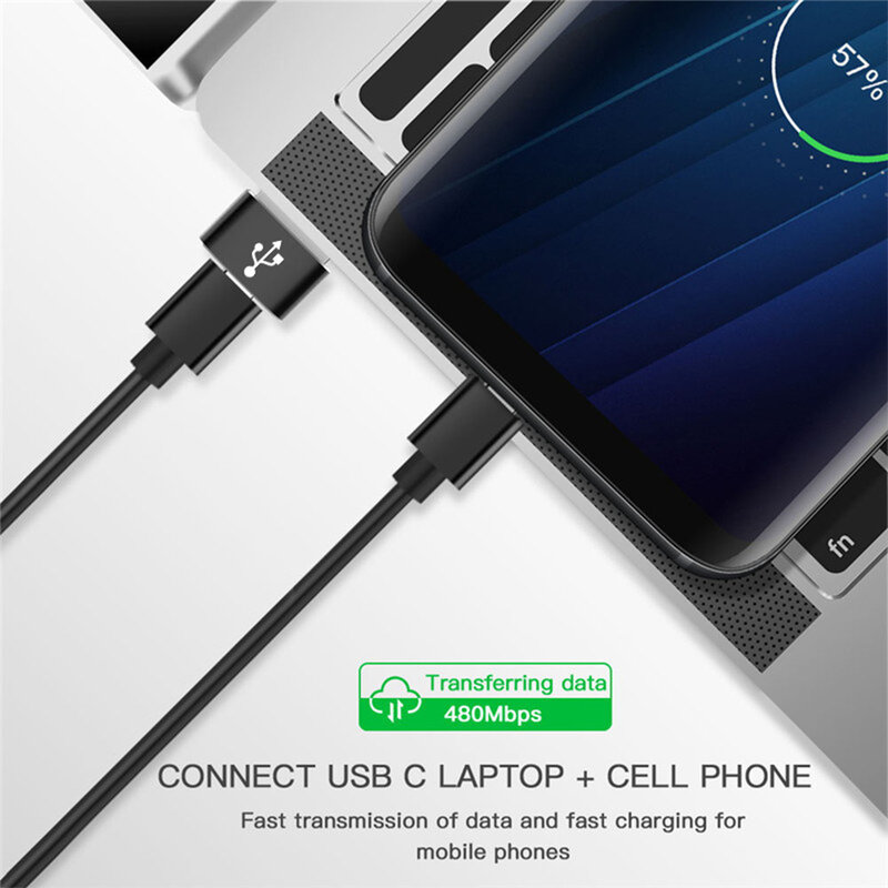 Adaptor Techsuit Type-C La USB OTG, Transfer De Date, Incarcare Rapida 3A  - Negru