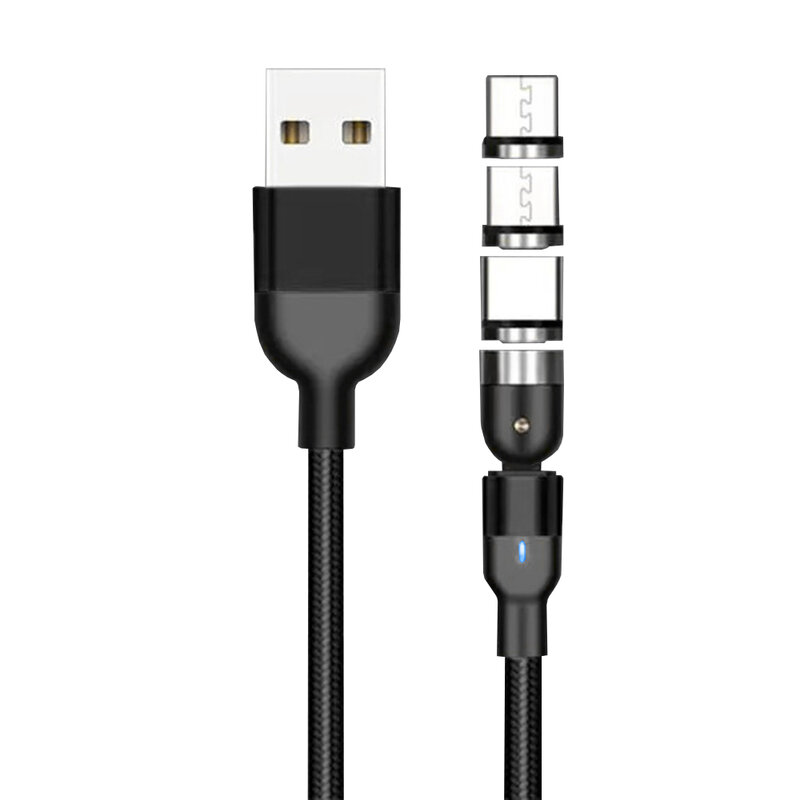 Cablu Incarcare Mobster 3in1 Magnetic, Type-C, Micro-USB, Lightning, 5V, 1m - Negru