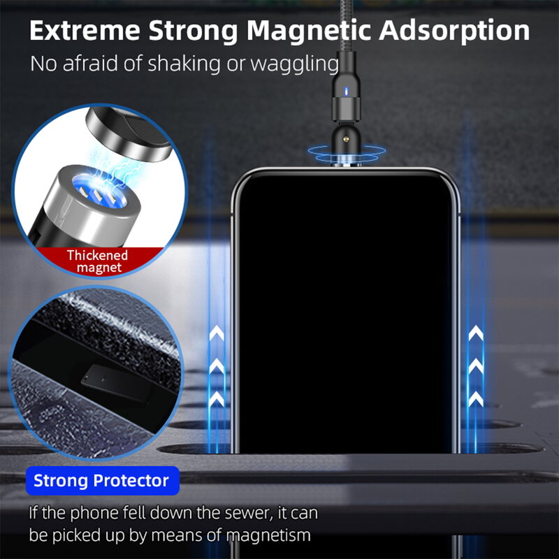 Cablu Incarcare Mobster 3in1 Magnetic, Type-C, Micro-USB, Lightning, 5V, 1m - Rosu