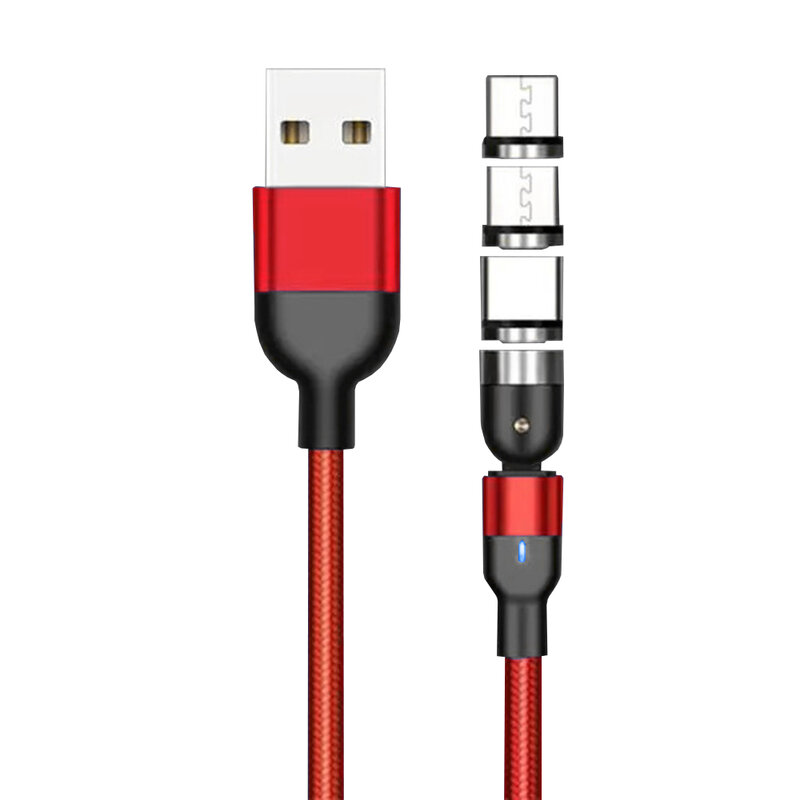 Cablu Incarcare Mobster 3in1 Magnetic, Type-C, Micro-USB, Lightning, 5V, 1m - Rosu