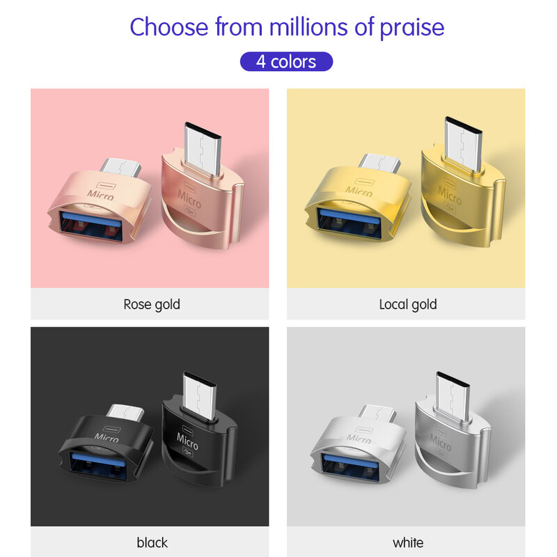 Adaptor OTG De La USB 3.0 La Micro-USB Convertor Pentru Incarcare/Date Cu Holder Metalic De Prindere - Negru