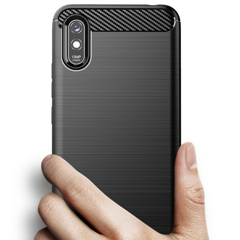 Husa Xiaomi Redmi 9A Techsuit Carbon Silicone, negru
