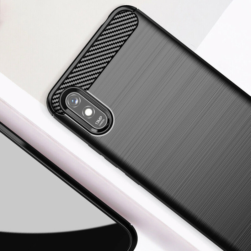 Husa Xiaomi Redmi 9A Techsuit Carbon Silicone, negru