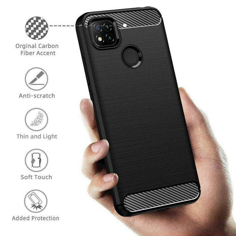 Husa Xiaomi Redmi 9C Techsuit Carbon Silicone, negru