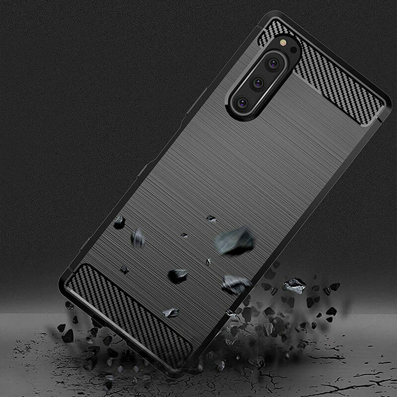 Husa Sony Xperia 1 II Techsuit Carbon Silicone, negru