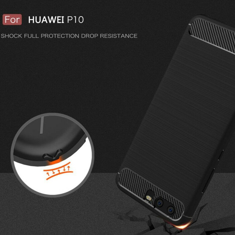Husa Huawei P10 Techsuit Carbon Silicone, negru