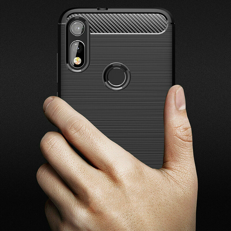 Husa Motorola Moto E 2020 Techsuit Carbon Silicone, negru