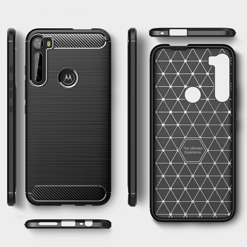 Husa Motorola One Fusion Plus Techsuit Carbon Silicone, negru