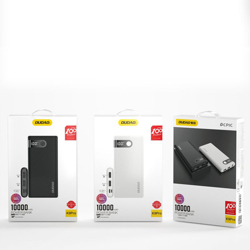 Baterie Externa Dudao K9Pro Cu Capacitate De 10000mAh 2x USB / Micro-USB / Type-C Si Display LED 2A - Negru