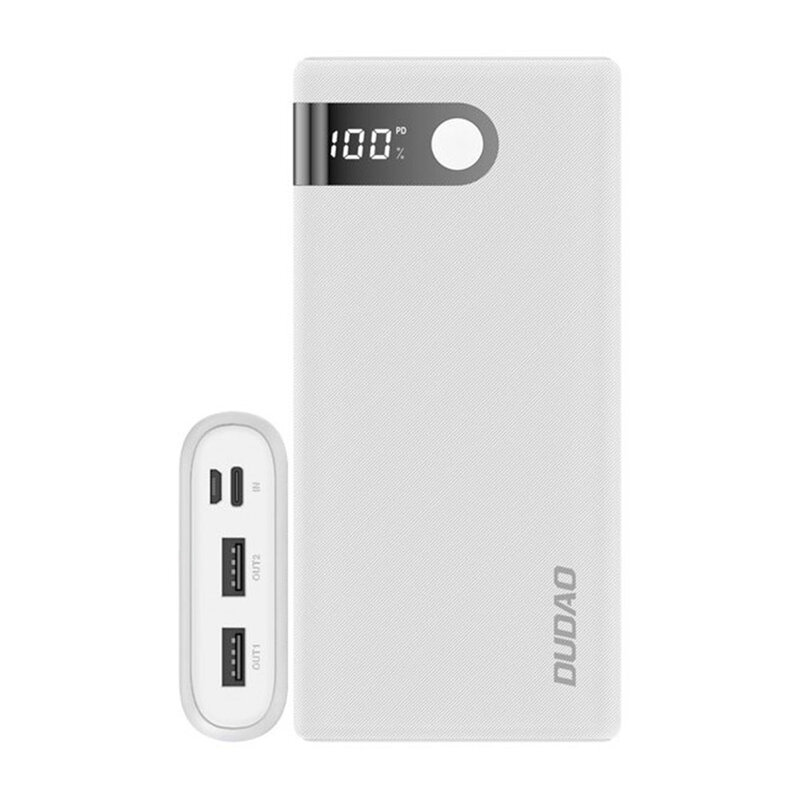 Baterie Externa Dudao K9Pro Cu Capacitate De 15000mAh 2x USB / Micro-USB / Type-C Si Display LED 2A - Alb