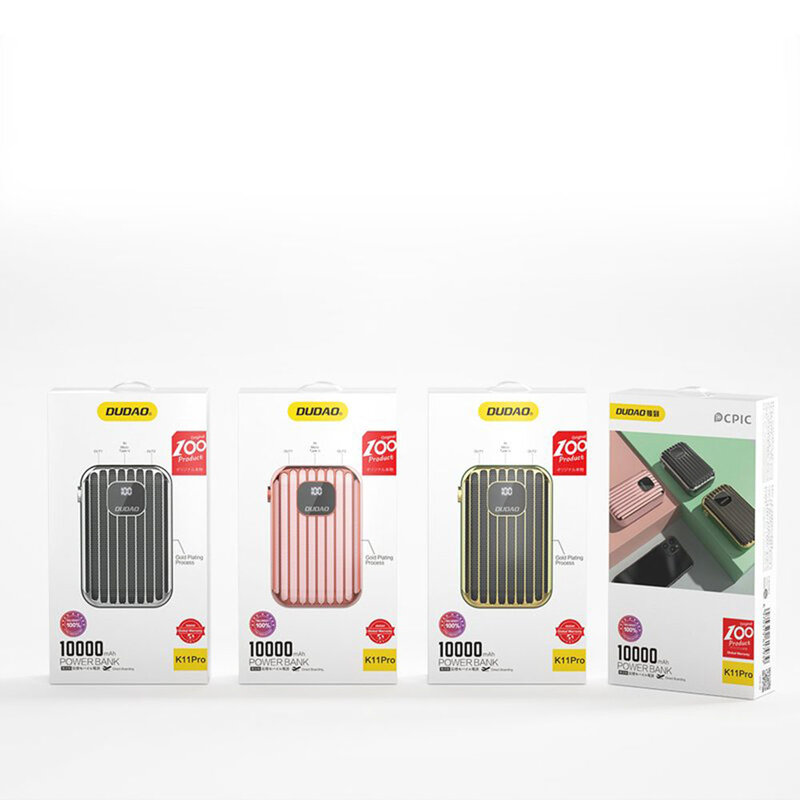 Baterie Externa Dudao K11Pro Cu Capacitate De 10000mAh 2x USB / Micro-USB / Type-C Si Display LED 2A - Verde