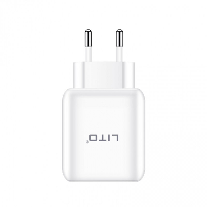 Incarcator Priza Lito QO-101 USB QC3.0 Cu Lumina LED Si Incarcare Rapida De 3A + Cablu De Tip USB / Type-C - Alb