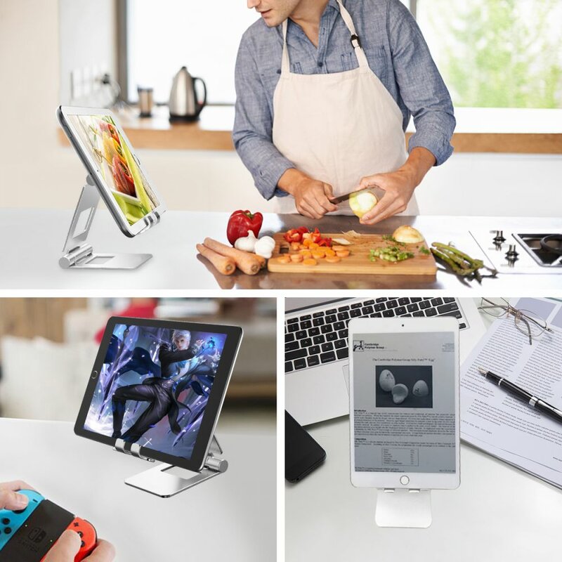 Suport Birou Tech-Protect Z10 Universal Stand Pentru Telefon/Tableta Din Aluminiu Pliabil Si Reglabil - Argintiu