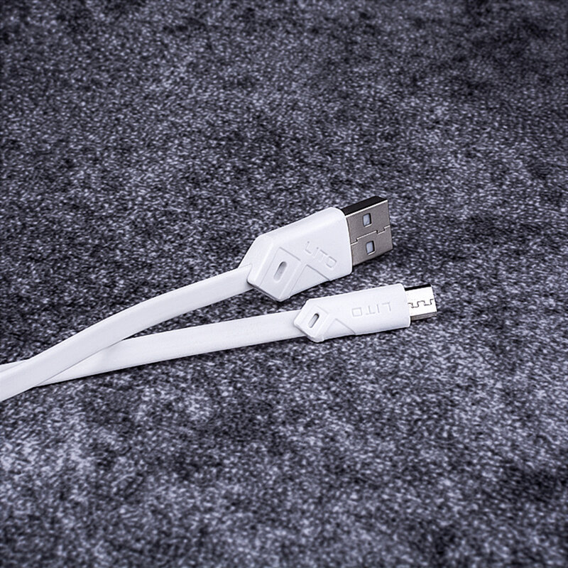 Cablu De Date Lito SJ-002 De La USB La Micro-USB Cu Incarcare Rapida Si Invelis Plat Din TPU 2.1A 1m - Alb