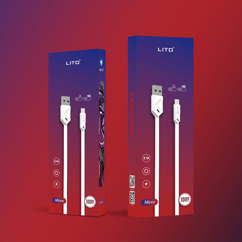 Cablu De Date Lito SJ-002 De La USB La Lightning Cu Incarcare Rapida Si Invelis Plat Din TPU 2.1A 1m - Alb