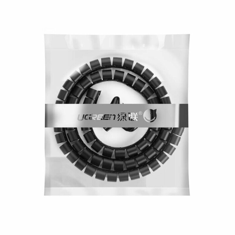Organizator cabluri spiralat Ugreen, protectie birou, 5m x 25mm, negru, 30820