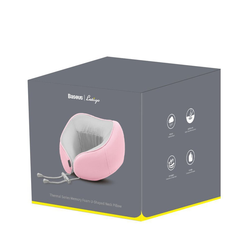 Perna Calatorie Din Spuma Antialergica Cu Memorie Pentru Gat Si Zona Cervicala Baseus Thermal - FMTZ-04 - Roz