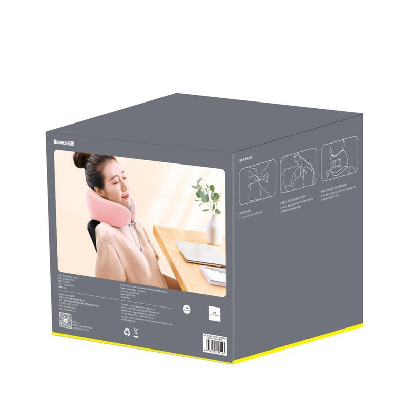 Perna Calatorie Din Spuma Antialergica Cu Memorie Pentru Gat Si Zona Cervicala Baseus Thermal - FMTZ-04 - Roz