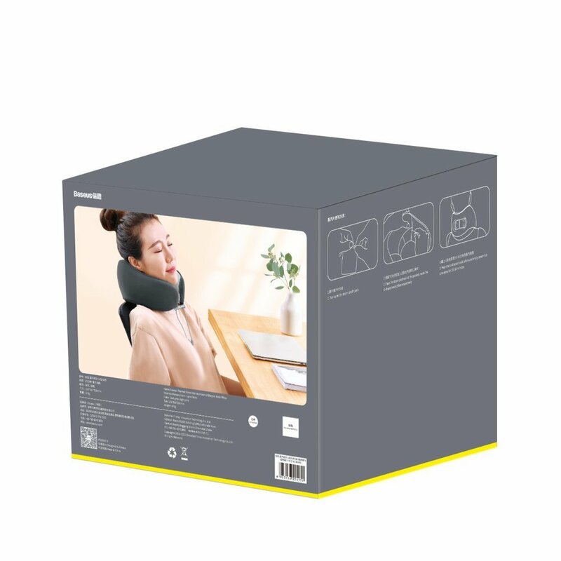 Perna Calatorie Din Spuma Antialergica Cu Memorie Pentru Gat Si Zona Cervicala Baseus Thermal - FMTZ-0G - Gri