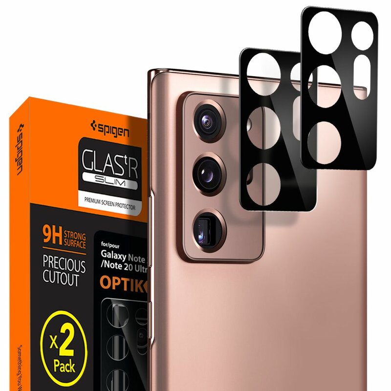 [Pachet 2x] Folie Sticla Camera Samsung Galaxy Note 20 Ultra Spigen Glas.t R Slim 9H Lens Protector - Black