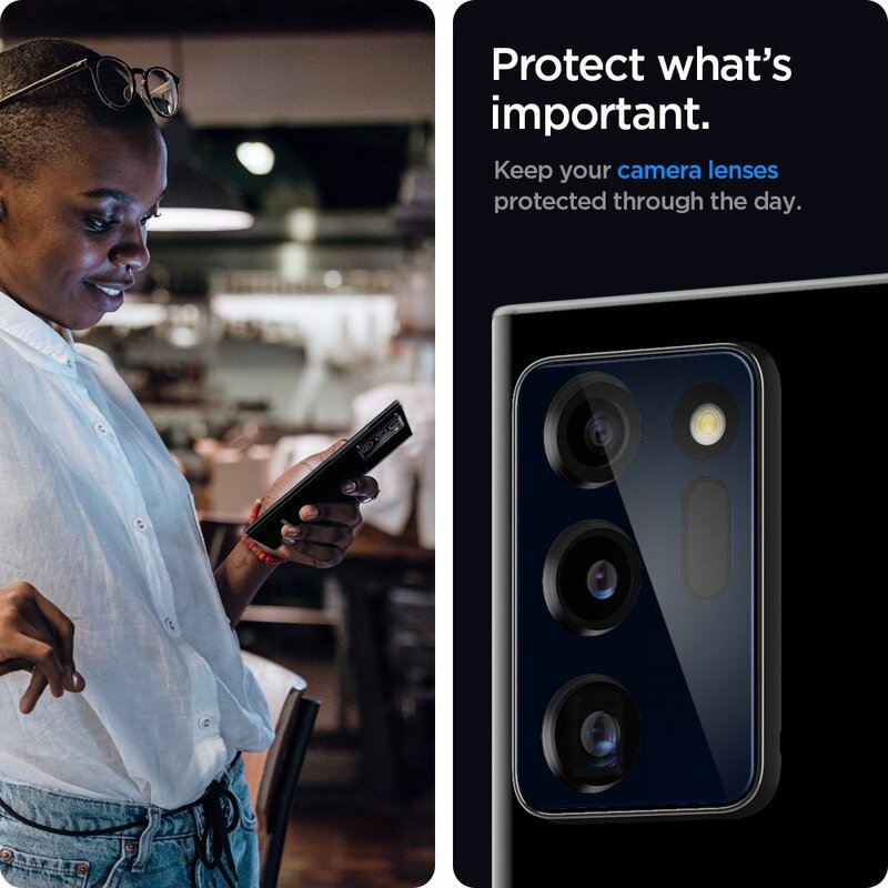 [Pachet 2x] Folie Sticla Camera Samsung Galaxy Note 20 Ultra Spigen Glas.t R Slim 9H Lens Protector - Black