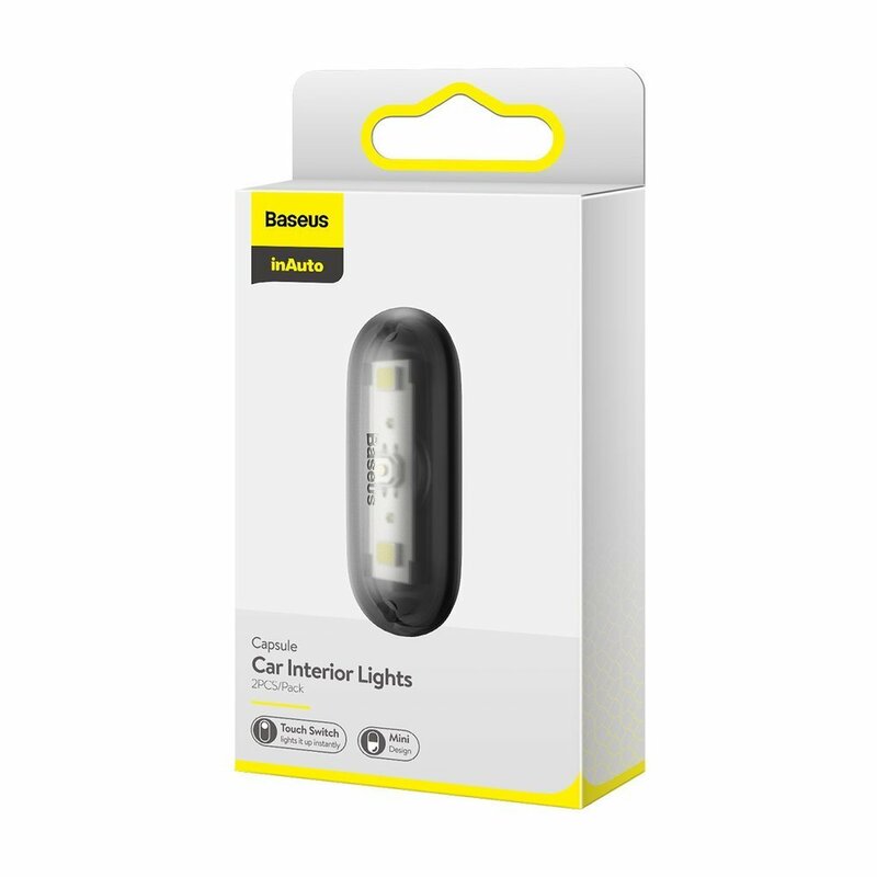 [Pachet 2x] Lampa Auto LED Cu Inductie Baseus Capsule Auto-Adeziva Si Cu Baterie Alcalina - DGXW-01 - Negru 