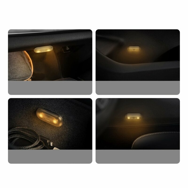 [Pachet 2x] Lampa Auto LED Cu Inductie Baseus Capsule Auto-Adeziva Si Cu Baterie Alcalina - DGXW-01 - Negru 