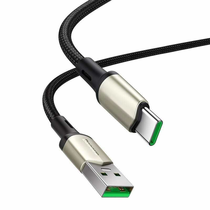 Cablu De Date Baseus Cafule USB La Type-C Cu Suport Pentru Incarcare Rapida VOOC 5A 1m - CATKLF-VA01 - Negru